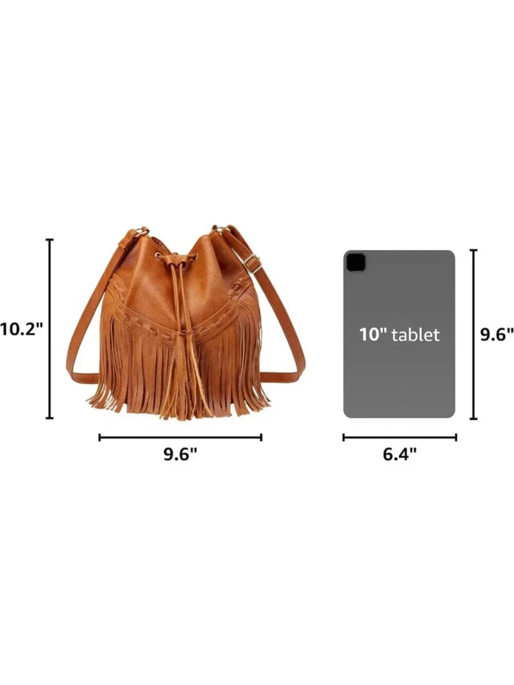Stylish Leather Bucket Bag for Women - Crossbody Fringe Purse with Tassels